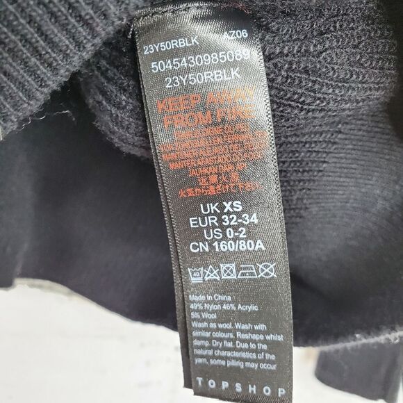 Topshop oversized v neck ribbed sweater black XS - Picture 2 of 7